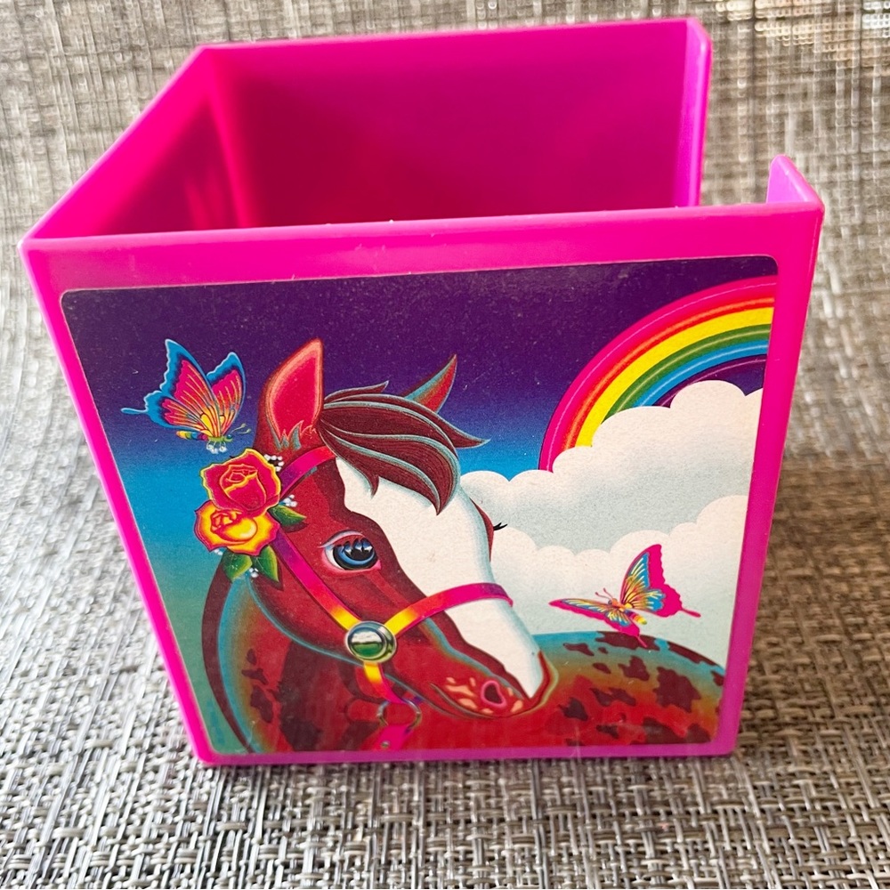 LISA FRANK Vintage 90s Stationary Post It Paper Holder Rainbow Horse & Butterfly - Picture 2 of 5
